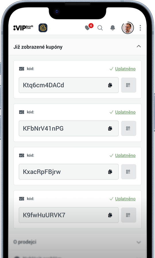 Zobrazení kódů nabídky