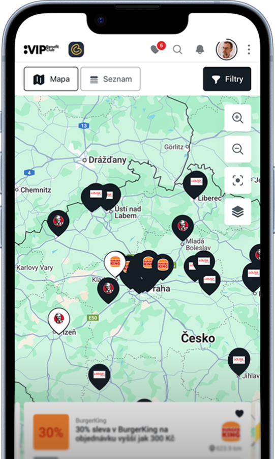 Zobrazení nabídek přes mapu